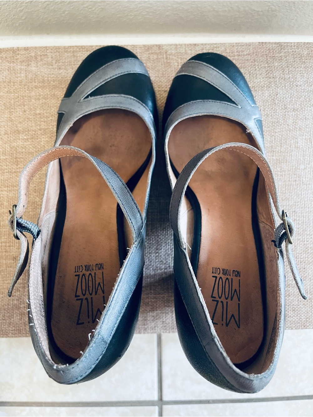Miz Mooz Black and Silver Mary Jane Slingbacks Size 39